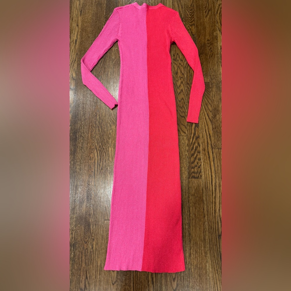 STAUD Shoko Pink Quartz ribbed-knit Midi dress Size Medium M - Picture 6 of 9